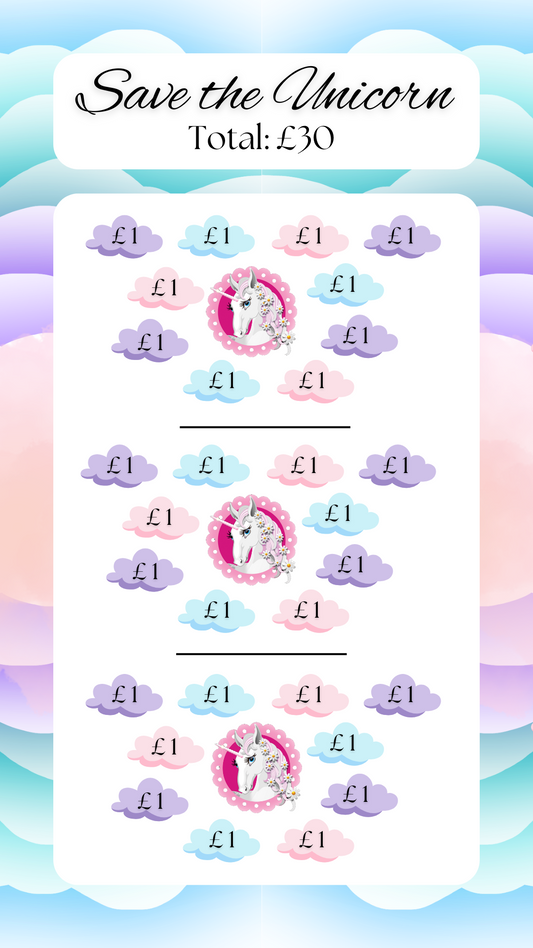 Save the Unicorns Kids Money Savings Tracker