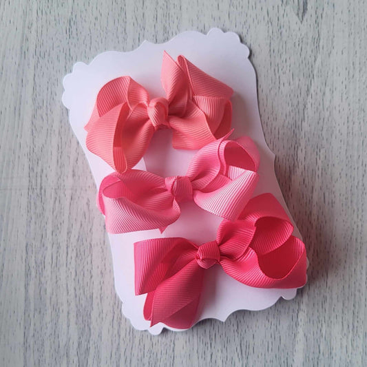 Salmon Pink shades grosgrain bow knot hair bow clips