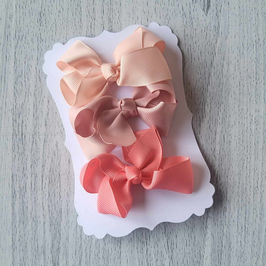 Peach shades grosgrain bow knot hair bow clips