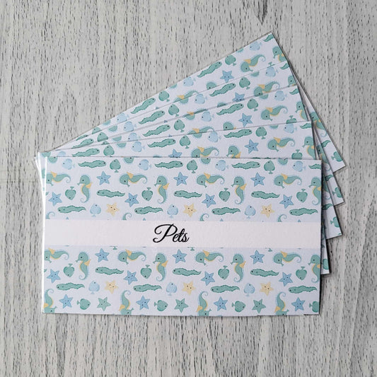 Blue and Green Seahorse Personalized A6 Wallet Inserts for Cash Stuffing