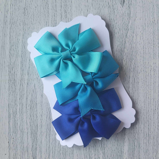 Blue grosgrain ribbon hair bows