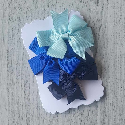 Blue shades - Grosgrain Ribbon Pinwheel Hair bows