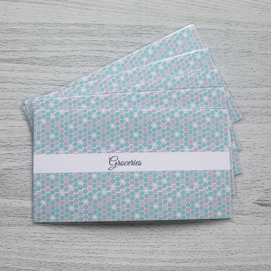 Green and Pink Hex Personalized A6 Wallet Inserts for Cash Stuffing