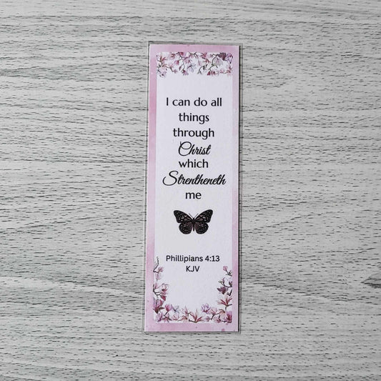 I can do all things through Christ bible quote floral bookmark