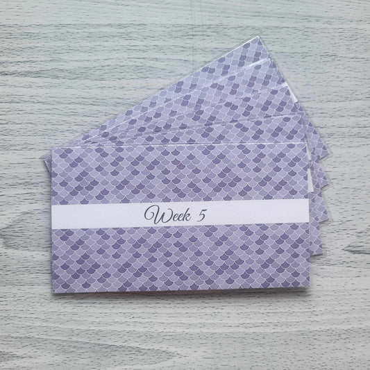 Lilac Mermaid Tail A6 Wallet Inserts for Cash Stuffing - Weeks 1 - 5