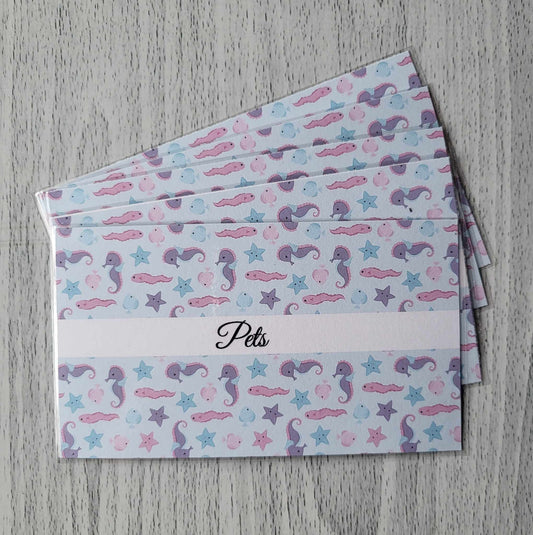 Pink and Purple Seahorse Personalized A6 Wallet Inserts for Cash Stuffing